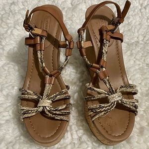 Coach leather python print wedge platform sandal’s